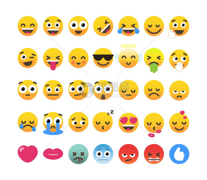 一套35个有趣的表情emoji公寓设图片