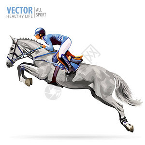 骑马的骑师冠军骑马术骑师跳马海报背景图片