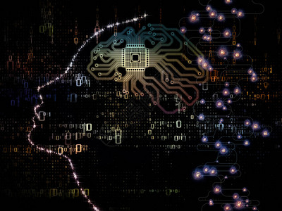 智人CPU思维系列计算机科学人工智能和通信学科人脸轮廓和技术符设计图片
