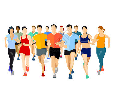 一组跑步者插图图片