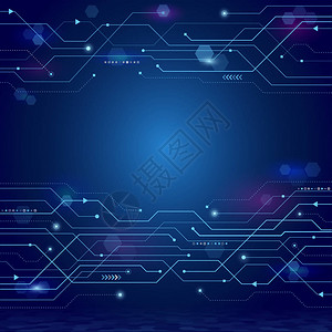 抽象技术电路板蓝色背景上的高计算机通信技术数字技术概念矢量图图片