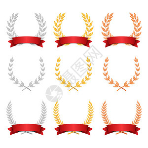 LaurelWreathTrophySetVector获奖职位安排成就背景图片