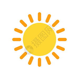 平面设计中的黄色太阳图标矢量插图太阳符号图片