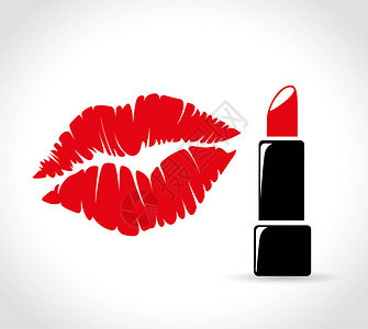 吻和口红图标的插图背景图片