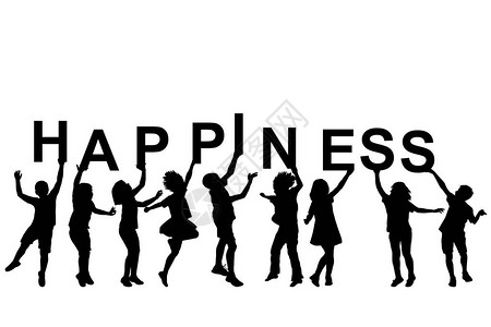 孩子们手持带Happiness高清图片