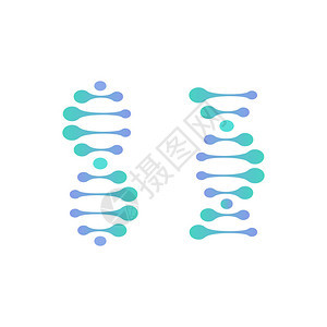 抽象的DNA分子矢量标志绿松石和蓝色科学标志科学发现标识实验室干细胞培养技术研究医疗企业图背景图片