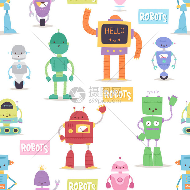 机器人和变压器机人复古卡通玩具人物未来人造机器人机器人矢量图未来控制论技术游戏图片