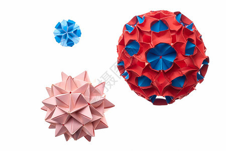 迷人的折纸球工艺品由专业艺术家制作的复杂模块化纸模型日本背景图片