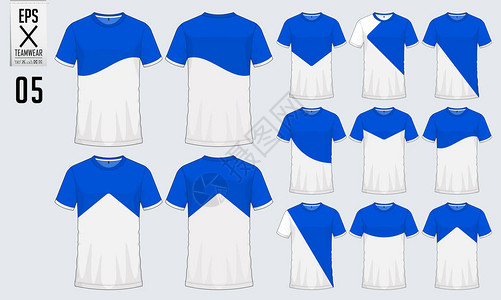 足球衣足球套件或制服模板的T恤设计足球t恤模拟正面和背面视图足球图片