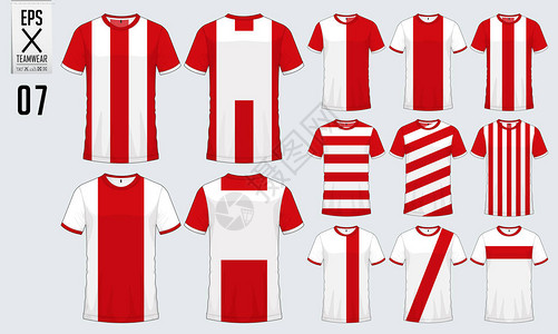 足球衣足球套件或运动制服模板的T恤运动设计足球t恤模拟正面和背面视图足球图片