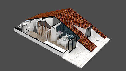 建筑外观立面的3D渲染图片