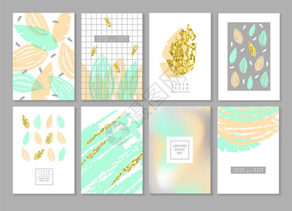 金色闪光中的抽象设计卡设置小册子邀请海报封面模板矢量图片