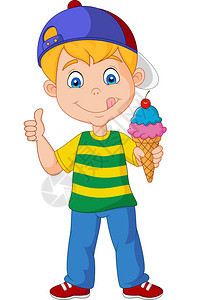 拿着冰淇淋的卡通男孩图片
