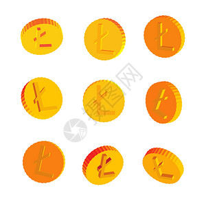 金币与孤立的莱特币符号背景图片