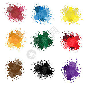 彩色墨水或油漆溅矢量油漆泼溅或泼溅泼墨脏图片