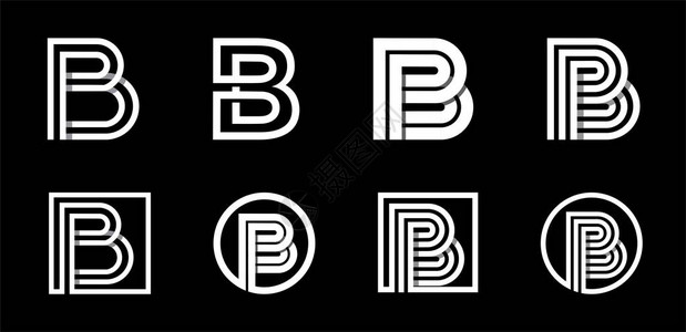 大写字母B用于字母组合徽标志首字母的现代套装由白色条纹组成图片