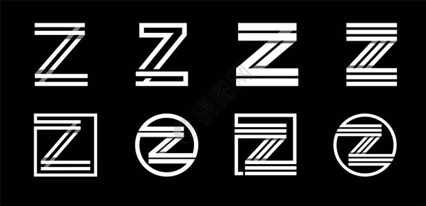 大写字母Z用于字母组合徽标志首字母的现代套装由白色条纹组成图片