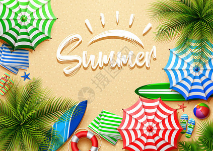 夏季假日背景在沙滩地上海滨元素采背景图片