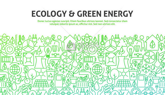 生态绿色能源概念线条网站设计矢量说图片