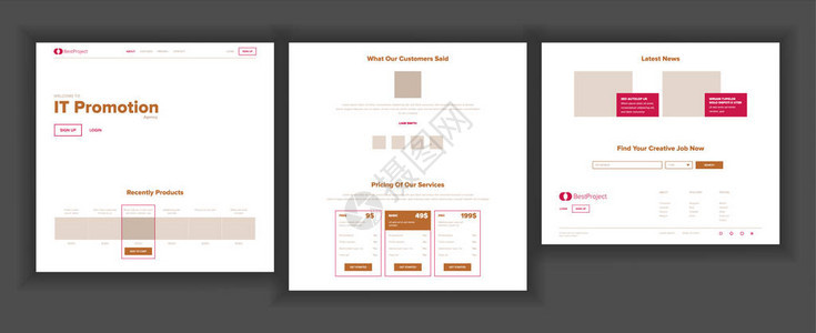 网站页面矢量商业网站网页着陆设计模板实现目标小组会议产品推荐图片