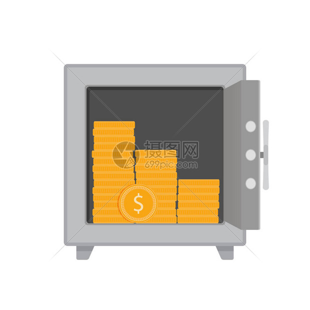保险箱里的金币货币存储向量带现金的保险箱图片
