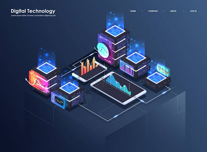 大数据处理等距数据中心矢量信息处理和存储的概念带有抽象几何元图片