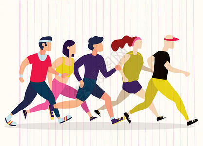 慢跑的人赛跑者组在运动跑步男女运动背景人赛跑马拉松训练慢背景图片