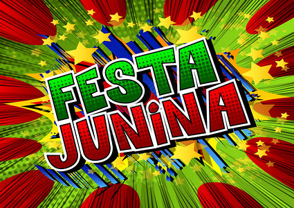 FestaJunina漫画书风格矢量插图党在巴西节背景图片