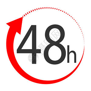 白色背景上的48小时平面样式小时标志小时为您的网站设计徽标应用程序用户界面小时符号转动带有圆形箭背景图片