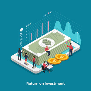 投资的简单设计概念回报率金融和货币业务增长专题矢量图解背景图片
