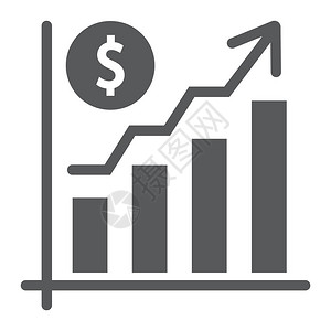 粗金字形图标金融和银行市场增长标志矢量图形白色背景的坚实模式e图片