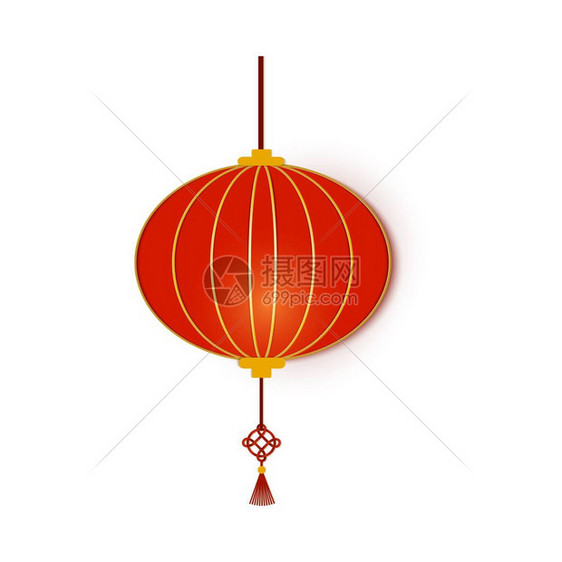 红色传统圆形纸灯笼新年灯笼圆形纸艺阶梯亚洲装饰在白色背景上隔离图片