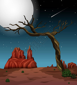 夜间沙漠景观图图片