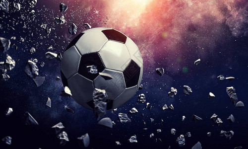 足球在抽象空间背景的抽象空图片