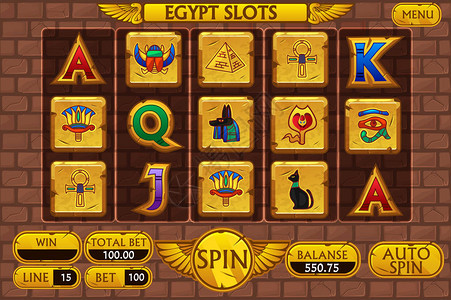 埃及赌场空格机游戏背景主界面和按钮图片