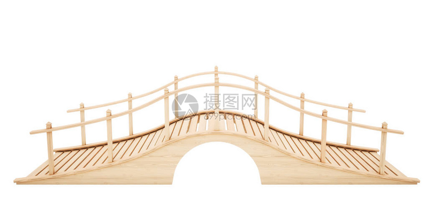 Wooden桥在白背景上被孤立幻灯片视图3图片