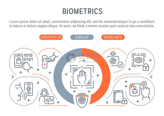 生物鉴别技术的线条横幅生物鉴别技图片