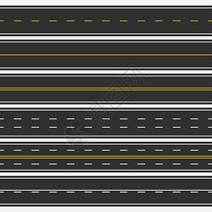 公路沥青路高速公路街道标志横向插画