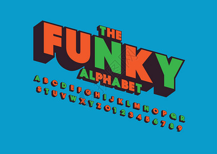 funky字体和字母模板Stylized现代字体的图片