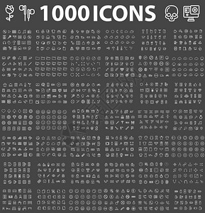 设置1000ICONS不同的主题可编辑的Stroke48x48像素完美大SE图片