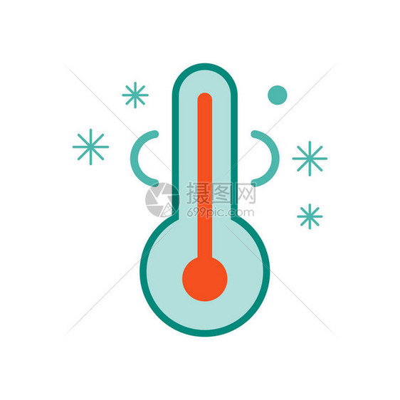 白色背景上隔离的低温图标矢量低温透明标志寒冷的冬图片