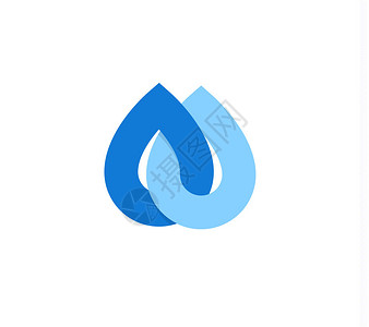 下降滴图标清洁水标志模板圆形阴雨天气标识简单的渐变平面样式标志蓝色抽象符号白色背景上图片