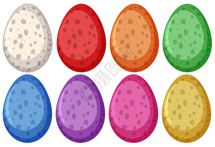 一套五颜六色的恐龙蛋插图图片