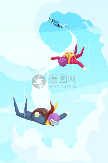 跳伞极限运动冒险平面抽象海报图片