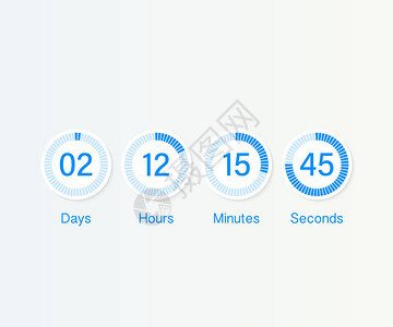 矢量倒计时钟计数器计时器UI应用数字倒计时圆板计与圆时间饼图网页即将推出事件模板的日时背景图片