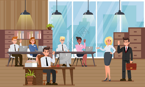 招募代理适应新办公室人力资源代理概念工作场所的新员工人力资源商业发展公司在办公室的工作时间团队的概念插画
