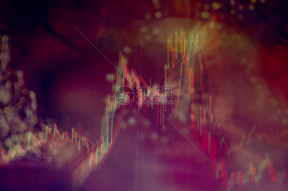 显示金融市场在抽象数字背景上的状况的彩色外光亮图表图片