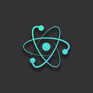 科学原子符号标志简单图标彩色标志概念与深色背景上的软阴影蔚蓝海图片