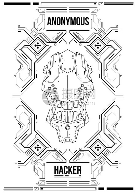 赛博朋克未来主义海报复古未来派海报模板技术摘要海报模板用于web和打印的现代传单黑客网络文化编图片