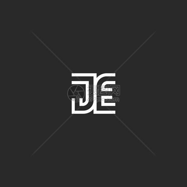 JE或EJ字母的首字母创意标志字母组合J和E字母组合双平行线的设计婚礼卡图片